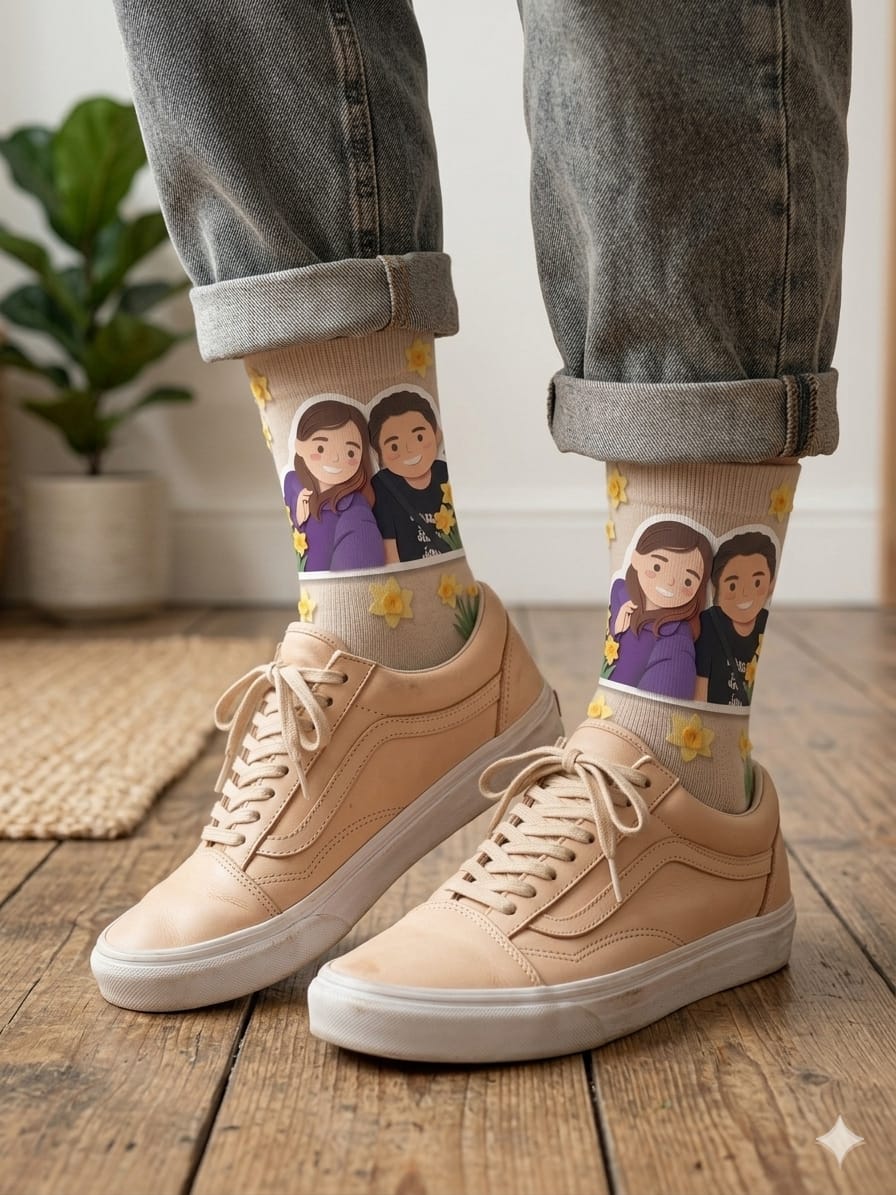 Custom couple portrait sock